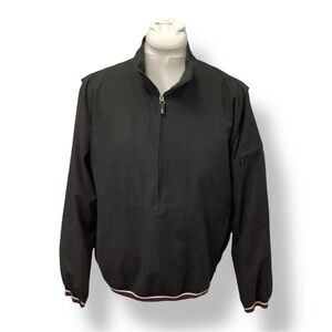 Liz Claiborne LizGolf Women's Black 1/4 Zip Pullover Windbreaker Jacket Preppy L